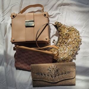 Elegant Tan and Gold Women's Handbag Set